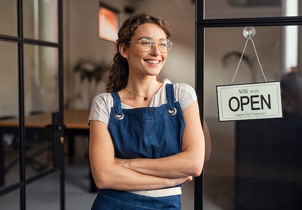 Business owner smiling